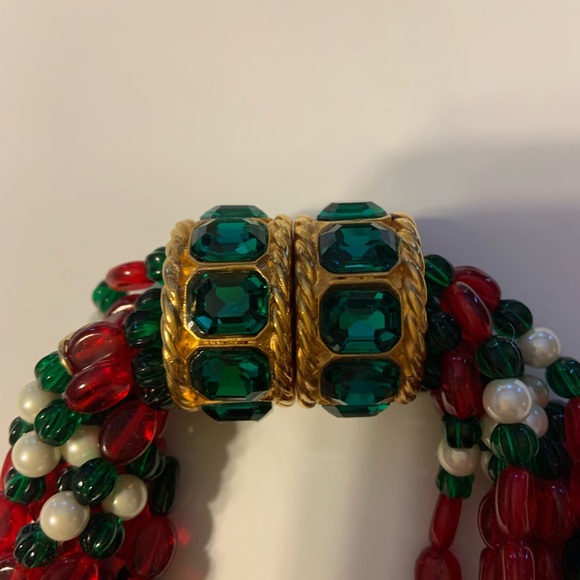 Frances Valentine Red and Green Beaded Necklace - Picture 3 of 4